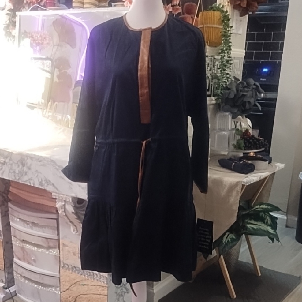 Tuckernuck Navy Dress with Brown Accents